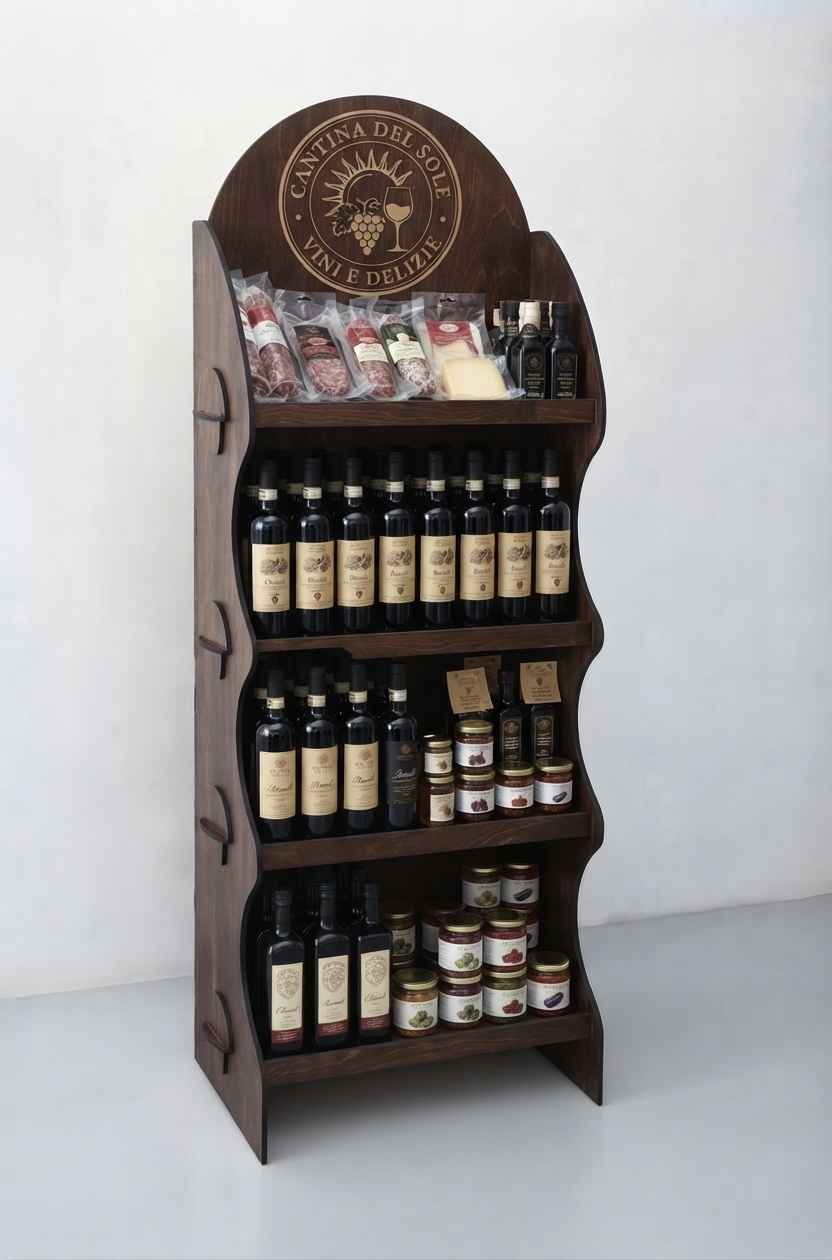espositore smontabile in legno personalizzato